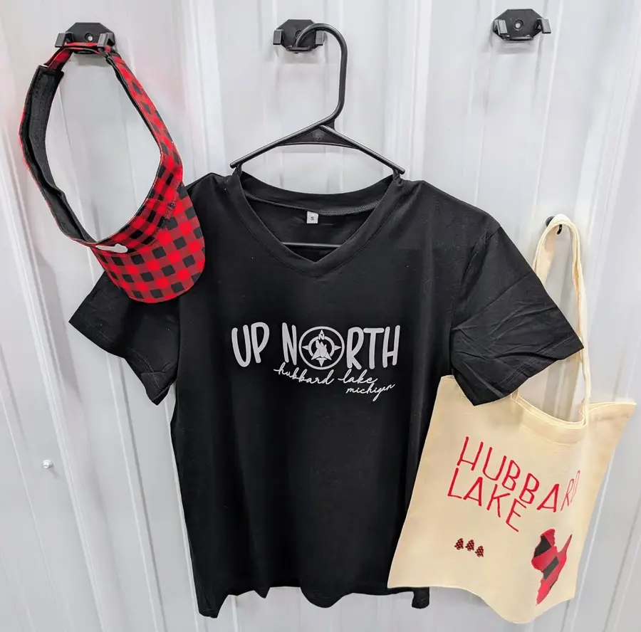 Up North tee and Hubbard Lake tote bag